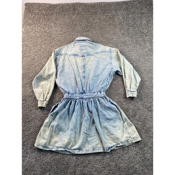 VINTAGE Calvin Klein Dress Womens 5/6 Blue Acid Wash Button Front Pockets 80s - Picture 8 of 15